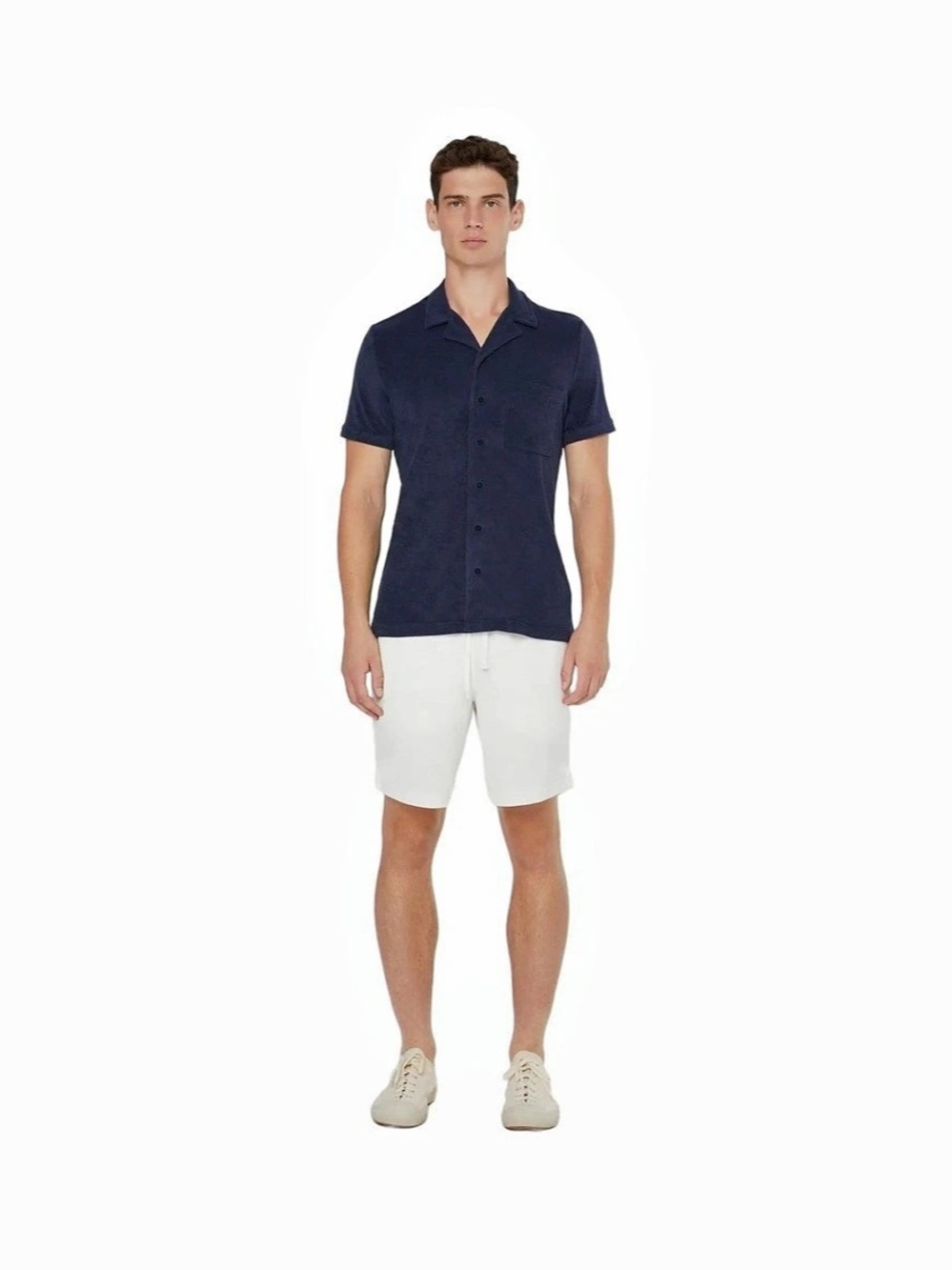 onia Towel Terry Camp Shirt Men's Blue Size Medium